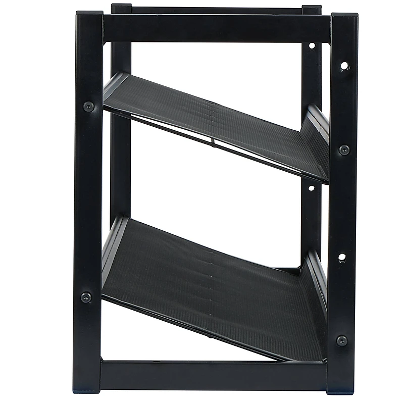 Organize It All 30" Black 2 Tier Adjustable Mesh Shoe Rack