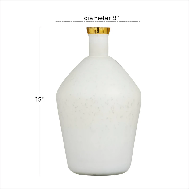 White Glass Glam Vase, 15" x 9" x 9"