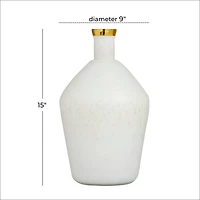 White Glass Glam Vase, 15" x 9" x 9"