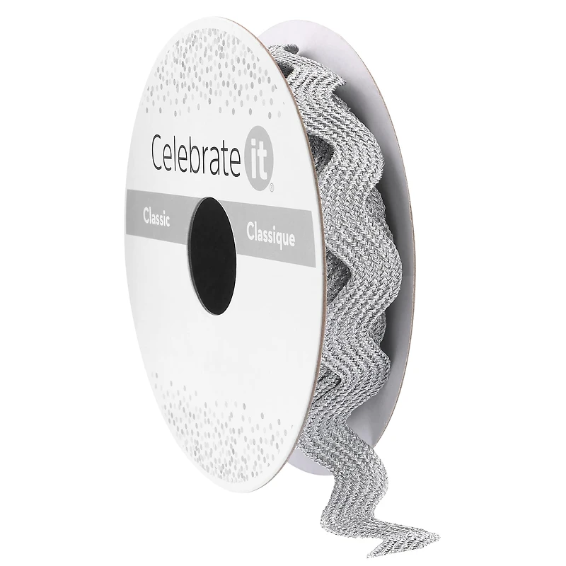 5/8" x 4yd. Silver Metallic Ric Rac Trim Ribbon by Celebrate It® Classic