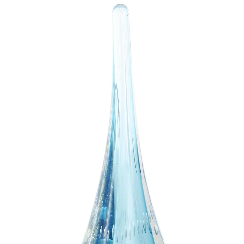 13" Blue Glass Abstract Teardrop Sculpture