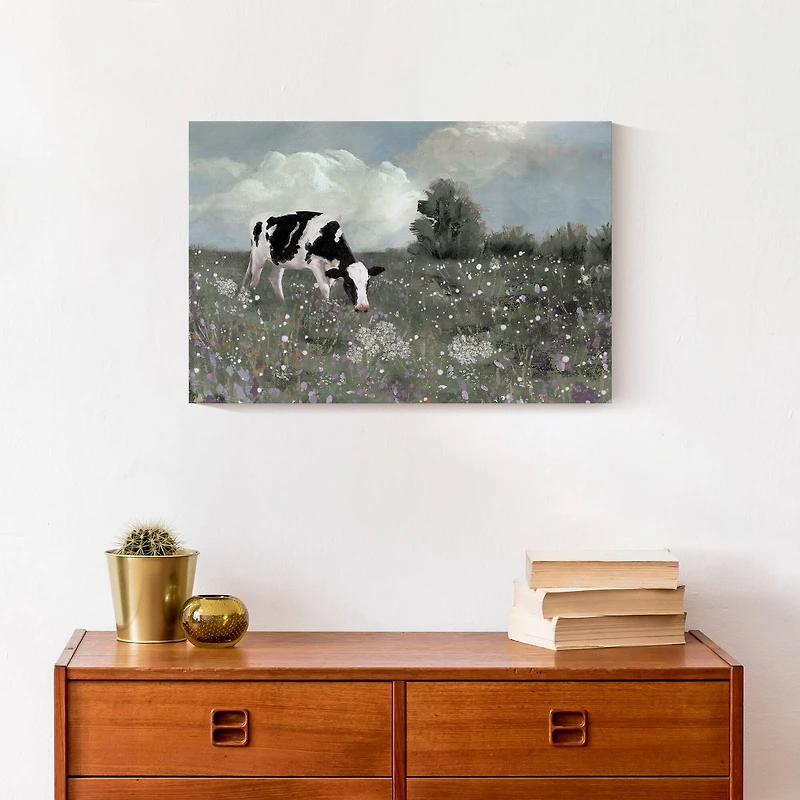 Cow In A Field 18" x 12' Canvas Wall Art