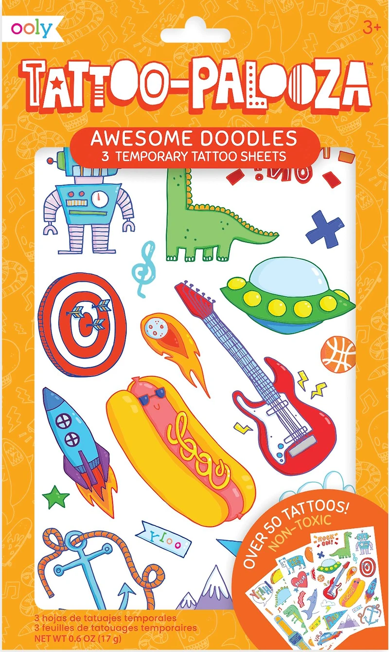 OOLY Tattoo-Palooza Awesome Doodles Temporary Tattoo Set