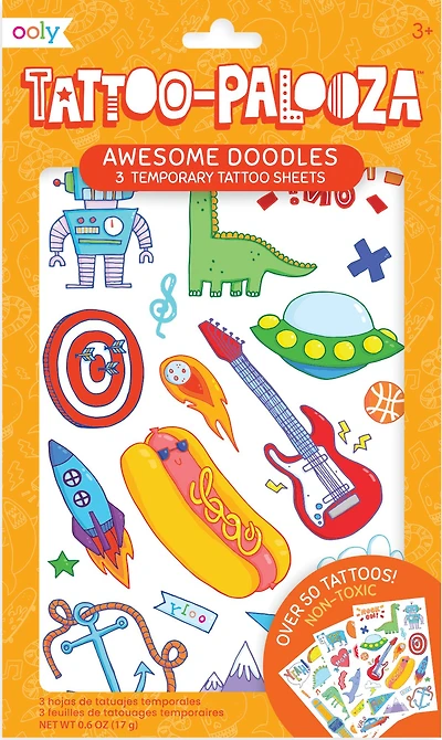 OOLY Tattoo-Palooza Awesome Doodles Temporary Tattoo Set