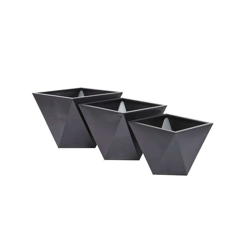 Black Modern Planter, Set of 3" 19", 16", 14"
