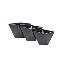 Black Modern Planter, Set of 3" 19", 16", 14"