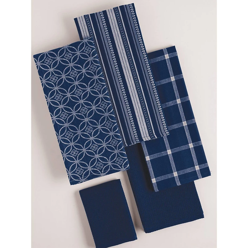 DII® Nautical Blue Dishtowel & Dishcloth Set