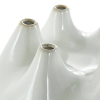 10" Wide White Multi Opening Ceramic Vase