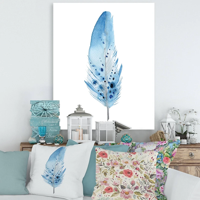 Designart - Blue Boho Feathers