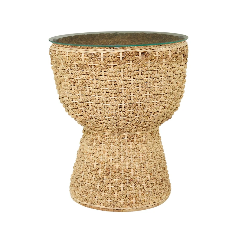 Brown Seagrass Bohemian Accent Table 24" x 20" x 20"