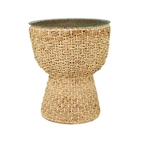 Brown Seagrass Bohemian Accent Table 24" x 20" x 20"