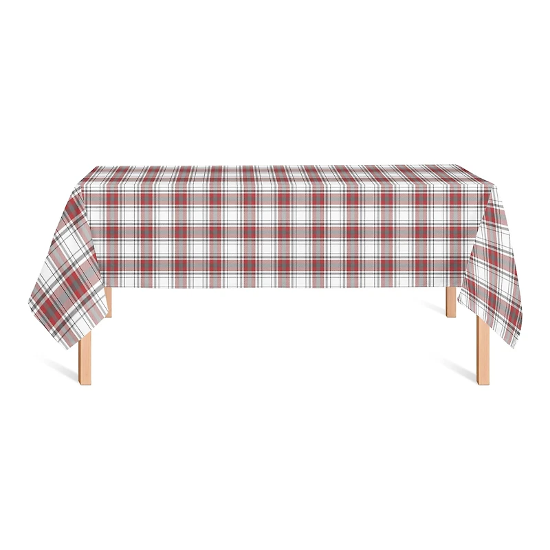 Red Gray Plaid 58x102 Tablecloth