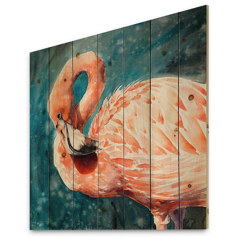 Designart - Pink Flamingos In Blue Water II