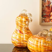 Glitzhome® 8.5" Fall Multi Stripes Glass Gourd