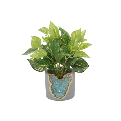 Flora Bunda® 10" Devil's Ivy in Blue Crystal Planter