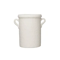 Hello Honey® 11" Glazed Decorative Coarse Terracotta Crock with Handles