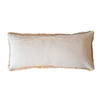 Hello Honey® 36" Pink, Yellow & Cream Wool Shag Lumbar Pillow