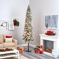 9ft. Pre-Lit Flocked Grand Alpine Artificial Christmas Tree, Clear LED Lights
