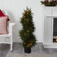 3.5ft. Pre-Lit Potted Cedar Spiral Topiary 