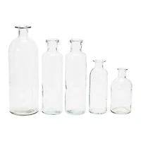 Hello Honey® Black Wood Tray with Glass Bottle Vases Set