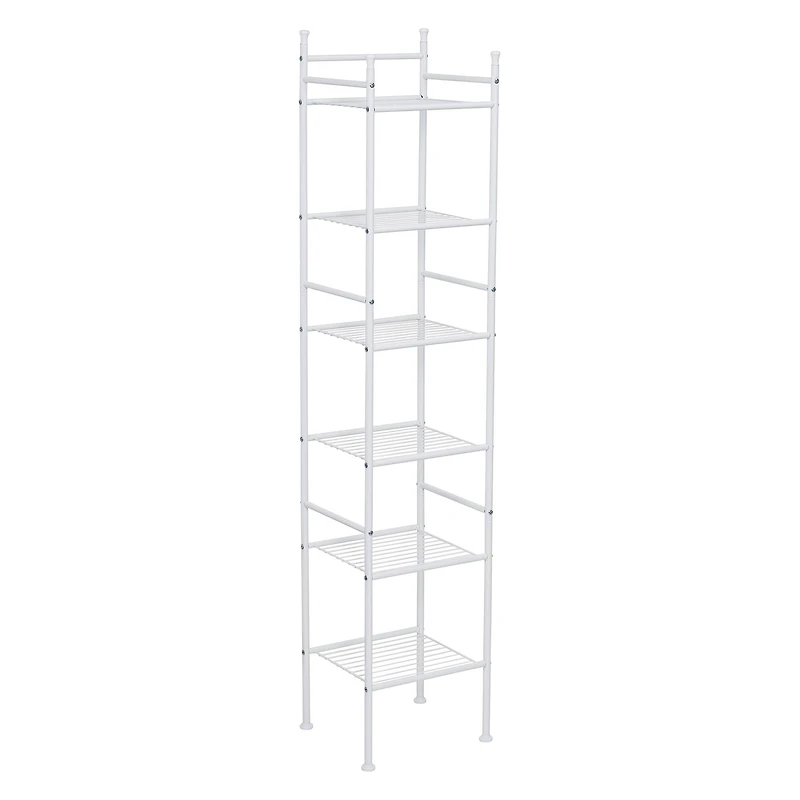 Honey Can Do White 6-Tier Bathroom Storage Shelving Unit