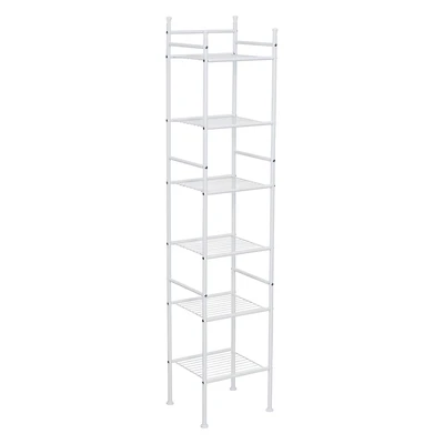 Honey Can Do White 6-Tier Bathroom Storage Shelving Unit