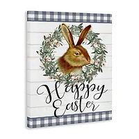 Stupell Industries Easter Bunny Wreath Phrase Canvas Wall Art