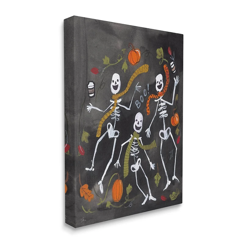 Stupell Industries Autumn Skeletons with Coffee Canvas Wall Art