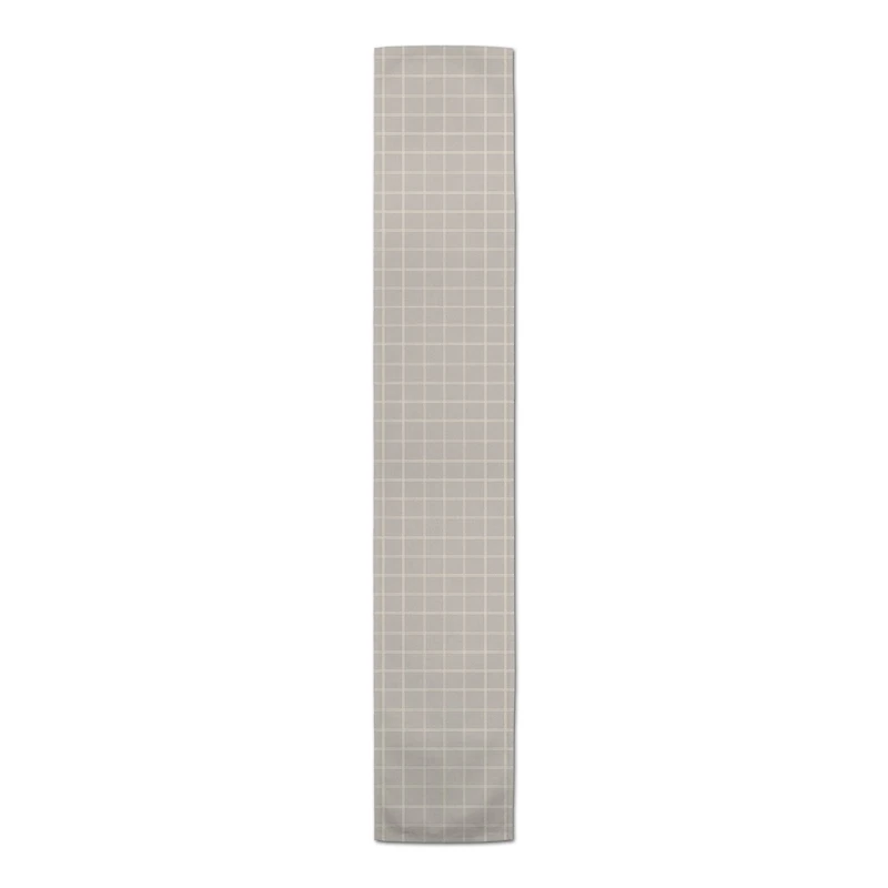 90" Gray & White Check Cotton Twill Runner