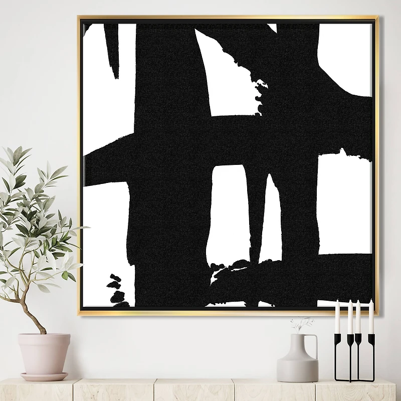 Designart Black & White Crossing Paths II Modern & Contemporary Framed Canvas