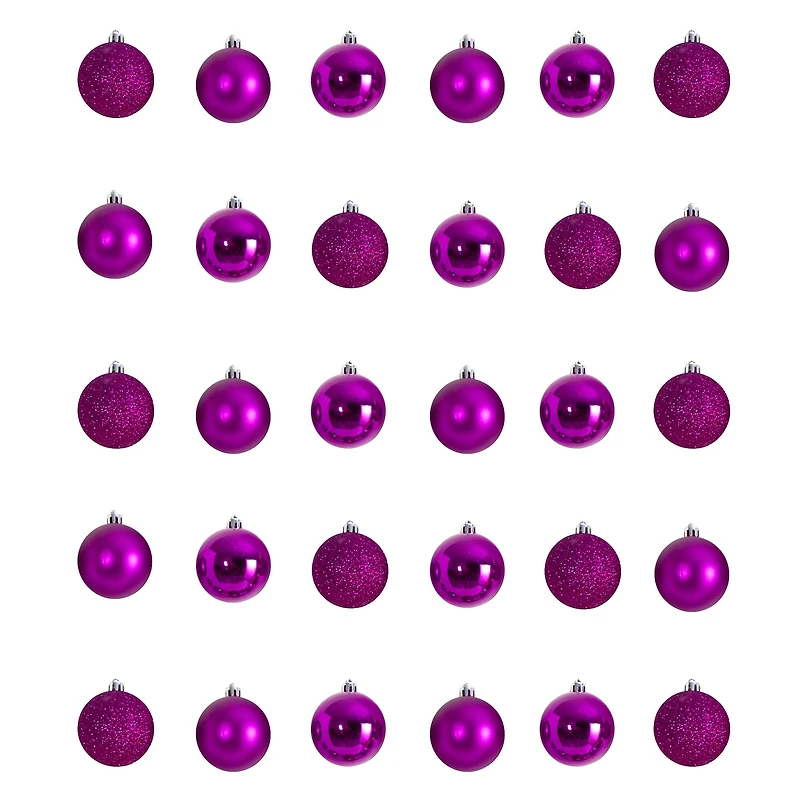 30ct. 2.5" Pink Shatterproof Christmas Ornaments