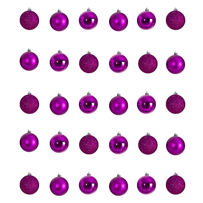 30ct. 2.5" Pink Shatterproof Christmas Ornaments