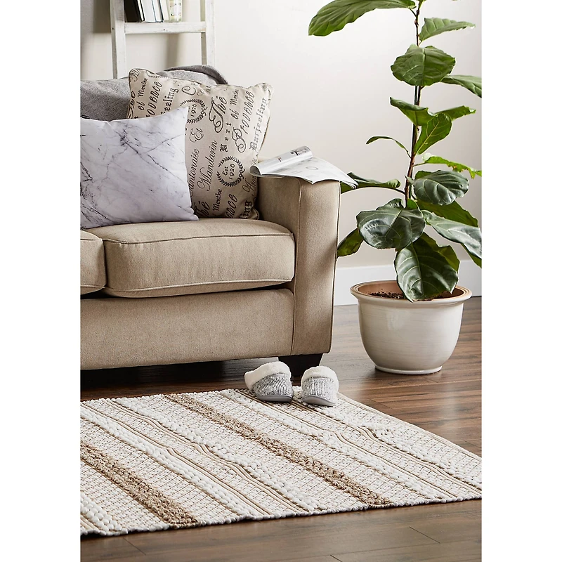 DII® Stone & White Hand-Loomed Paper Chindi Rug, 4ft. x 6ft.
