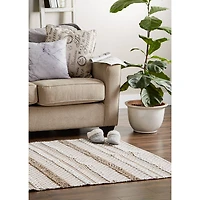 DII® Stone & White Hand-Loomed Paper Chindi Rug, 4ft. x 6ft.