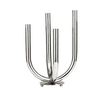 The Novogratz 15" Silver Stainless Steel Abstract U-Shaped Candelabra