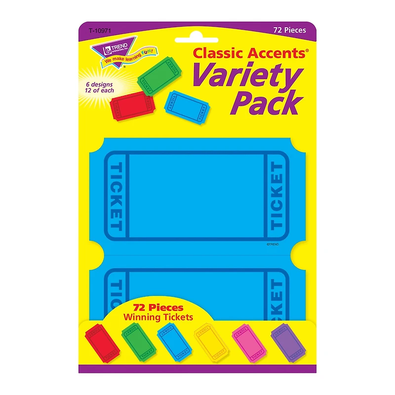 TREND Enterprises® Winning Tickets Classic Accents® Variety Pack, 3 Packs of 72