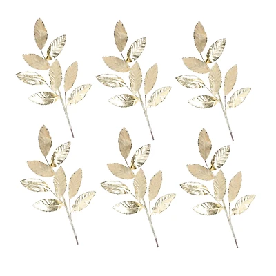 28" Gold Glittered Leaf Sprays, 6ct.