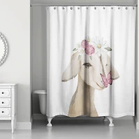 Cute Baby Goat Butterfly Flowers 71" x 74" Shower Curtain