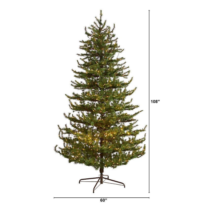 9ft. Pre-Lit Vancouver Mountain Pine Artificial Christmas Tree, Clear Lights