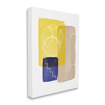 Stupell Industries Modern Line Abstraction over Lemon Pop Shapes Canvas Wall Art
