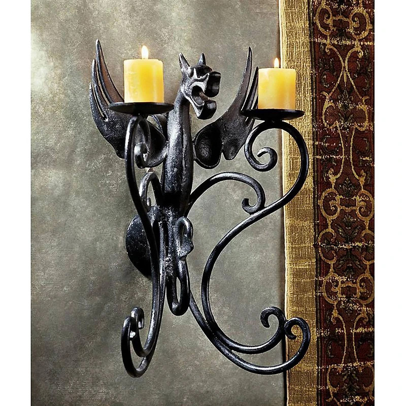 Design Toscano Castle Dragon Iron Wall Sconce