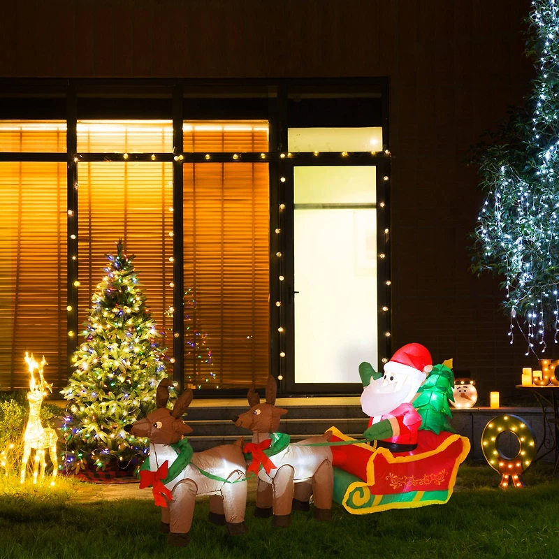 Glitzhome® 7ft. LED Inflatable Santa Sleigh