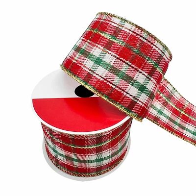 2.5" x 20ft. Red & Green Plaid Wired Ribbon by Celebrate It®