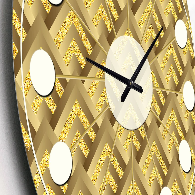 Designart 'Golden Plaid Pattern Mid-Century Modern Wall Clock