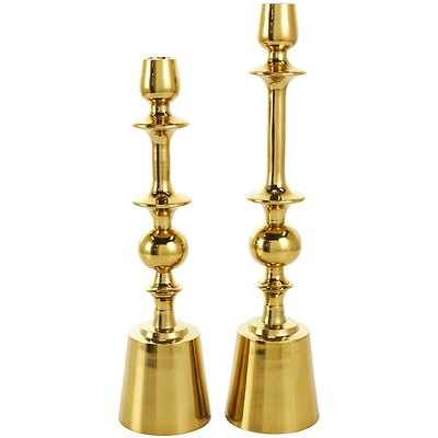 Gold Aluminum Candle Holder Set