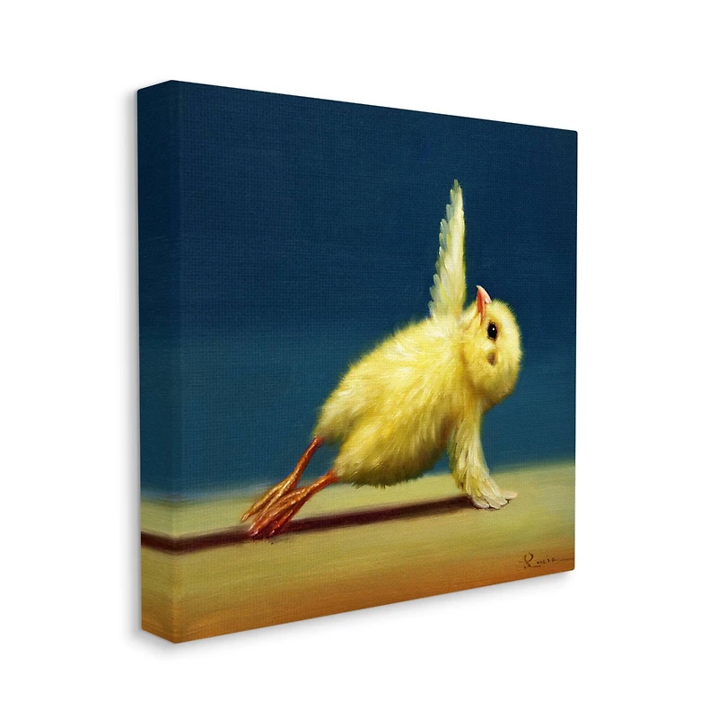 Stupell Industries Cute Yellow Chick Stretching Yoga Canvas Wall Art