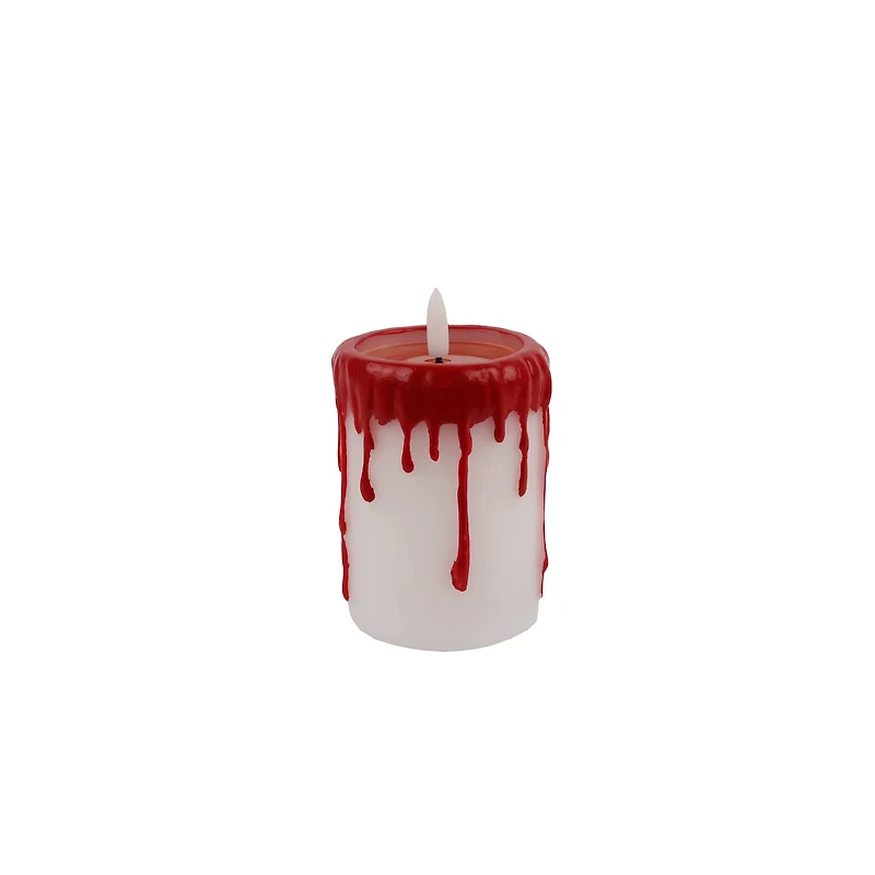 3" x 4" Red Dripping LED Wax Pillar Candle by Ashland®