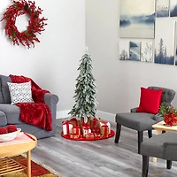 4.5ft. Pre-Lit Flocked Washington Alpine Artificial Christmas Tree, Warm White LED Lights