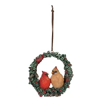4ct. Cardinal Bird Couple Wreath Ornament
