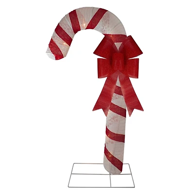 Pre-Lit Striped Candy Cane with Bow Christmas Outdoor Commercial Decoration - 8'
